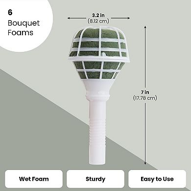 6-pack Flower Bouquet Holder With Handle For Wedding Decorations, 3.2x7 In