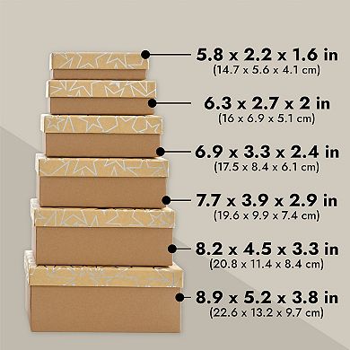 Silver Star Nesting Boxes With Lids, 10 Assorted Sizes (10 Pack)