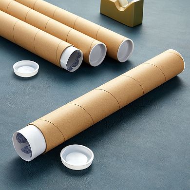 12 Pack Mailing Tubes, 2x15 Inch Round Cardboard Mailers With Caps For Posters