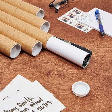 12 Pack Mailing Tubes, 2x15 Inch Round Cardboard Mailers With Caps For Posters