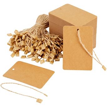 200 Pack Large Kraft Paper Gift Tags, Merchandise Tags, Brown, 2 X 4"