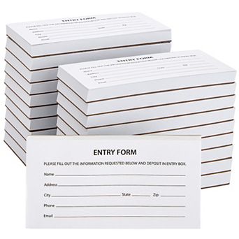2000 Raffle Ticket Sheets, Entry Forms For Contests, School Events, 20 Pads