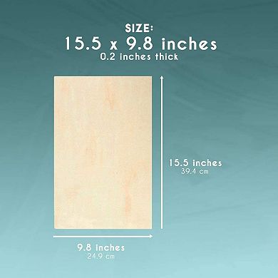 4 Pack Unfinished Rectangular Wood Slices, Diy Wooden Boards, 15.5x9.8x0.2 In