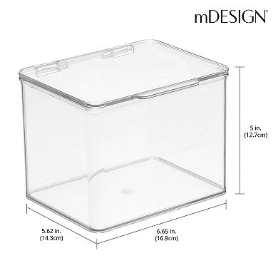 mDesign Plastic Kitchen Pantry/Fridge Organizer Box, Hinged Lid, 8 Pack, Clear