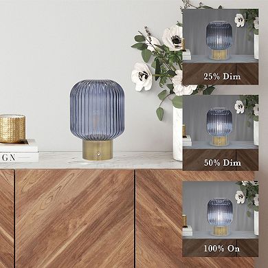 Belle Maison Cordless LED Touch Round Glass Lamp