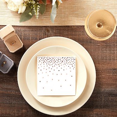 100-pack Rose Gold Cocktail Napkins With Foil Polka Dots For Wedding, 5x5 In