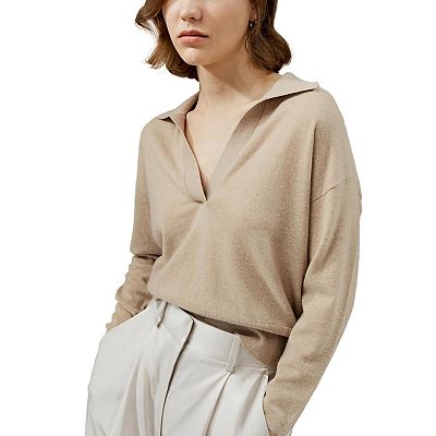 Lilysilk Women s V Neck Cashmere Polo Sweater