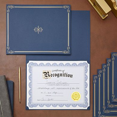 96 Sheets Printable Navy Blue Certificate Paper For Graduation Diploma, 8.5x11"