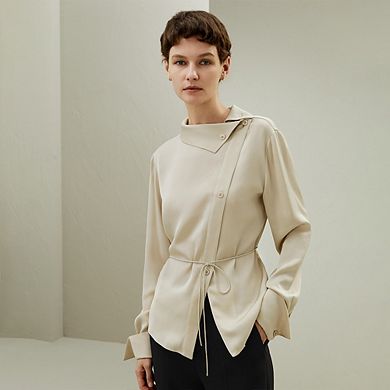 Lilysilk Asymmetrical Shirt With Waist Tie For Women