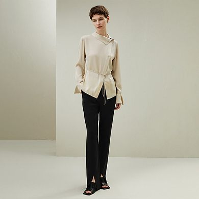Lilysilk Asymmetrical Shirt With Waist Tie For Women