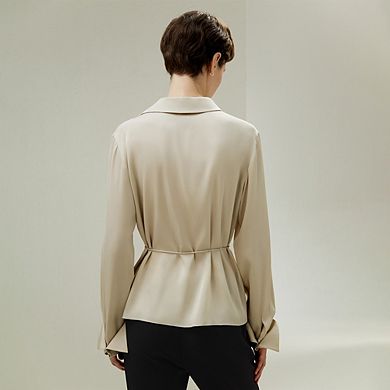 Lilysilk Asymmetrical Shirt With Waist Tie For Women