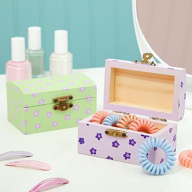 12 Pack Unfinished Wooden Boxes For Crafts, Treasure Chest With Lid And Clasp