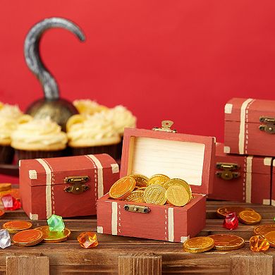 12 Pack Unfinished Wooden Boxes For Crafts, Treasure Chest With Lid And Clasp