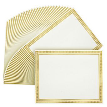 50 Sheets Gold Foil Award Certificate Paper 8.5 X 11 For Printing (white)