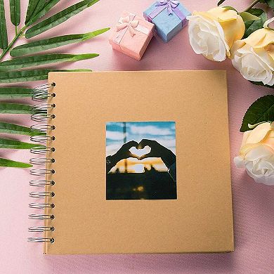 80 Pages Hardcover Kraft Scrapbook Albums, Multi-Purpose Brown Paper Notebook