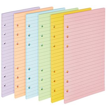 Lined Binder Paper, A6 Refill 6 Hole Punch Paper (6 Colors, 240 Sheets)