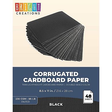 48x Corrugated Cardboard Paper Sheets For Diy Crafts Party Decor Black 8.5 X 11"