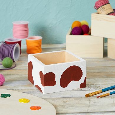10 Unfinished Small Wooden Boxes For Crafts With 1 Sanding Sponge (4 In, 11 Pcs)