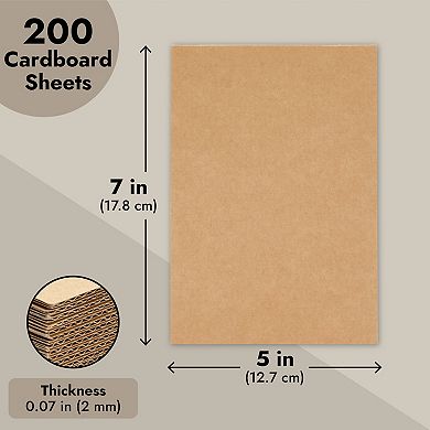 200 Pack 5x7 Corrugated Cardboard Sheets For Mailers, Inserts For Shipping, 2mm