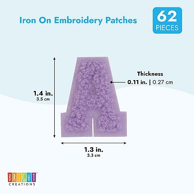 62 Piece Chenille Letter Patches, Alphabet Patches For Arts & Crafts, 1.4x1.3"