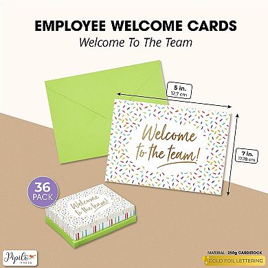 36 Pack Welcome Cards With Envelopes For New Employees, Confetti Design, 5x7 In