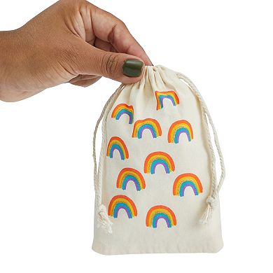 12 Pack Drawstring Gift Bag Treat Pouch Rainbow Unicorn Kid Birthday Party 4x6 "