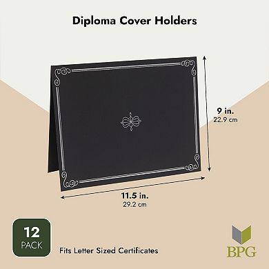 12 Pack Black Certificate Holders For Diploma, Achievements (11.2 X 8.8 In)