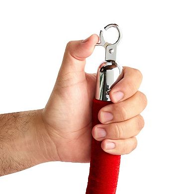 2 Pack Red Velvet Stanchion Rope With Silver Chrome Plated Hooks, 5 Feet