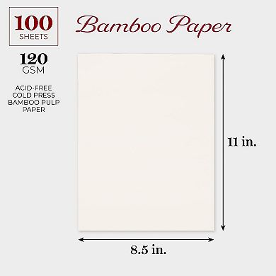 100 Cold Press Bamboo Paper Sheets For Mixed Media, Drawing, 120gsm, 8. ...