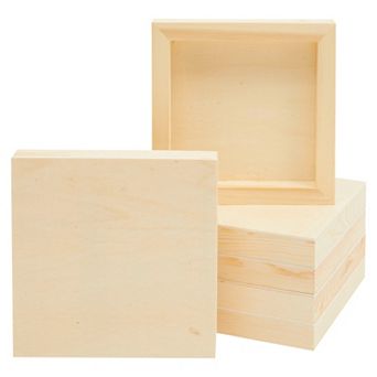 6 Pack Unfinished Wood Canvas Boards For Painting, 6x6 Wooden Panels For Crafts