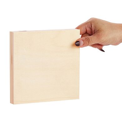 6 Pack Unfinished Wood Canvas Boards For Painting, 6x6 Wooden Panels For Crafts