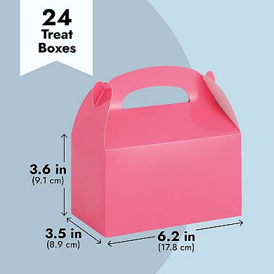 24 Pack Pink Gable Boxes With Handles For Party Favors (6.2x3.5x3.6 In)