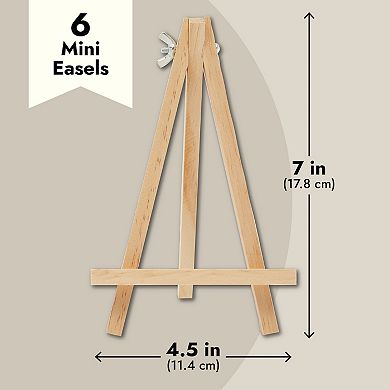 6-pack Mini Wooden Easel Stands, Place Card Holders For Table Top Display, 7 In