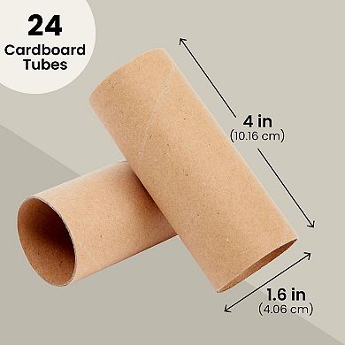 24-pack Diy Paper Tubes For Crafts, Classroom Projects, 1.6x4 In, Brown