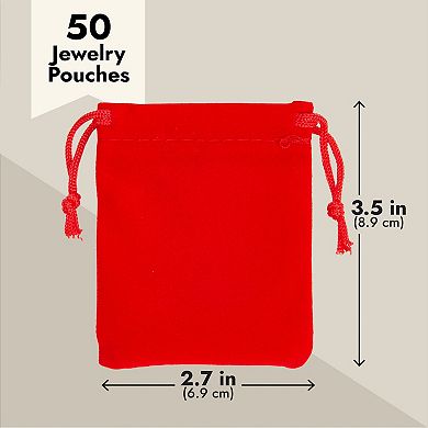 50 Pcs Jewelry Pouch Small Velvet Drawstring Gift Bags Storage For Wedding Party