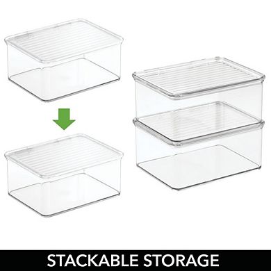 mDesign Plastic Home Office Desk Storage Organizer Bin Box with Hinge Lid