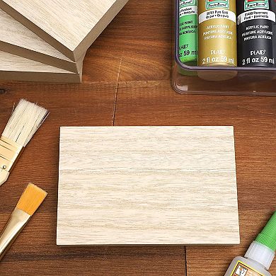 Unfinished MDF Wood Blocks for Crafts, Wooden Square Blocks for DIY (4 Pack)