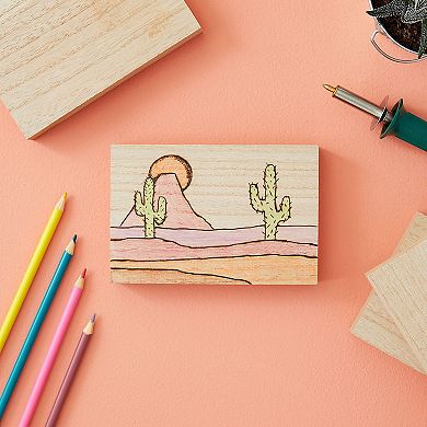 Unfinished MDF Wood Blocks for Crafts, Wooden Square Blocks for DIY (4 Pack)