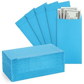 100 Pack Blue Money Envelopes For Cash, Money Saving, 100gsm, 3.5 X 6.5 In
