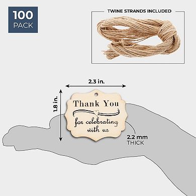 100x Wood Thank You Tags Twine For Wedding And Baby Shower Party Favors ...