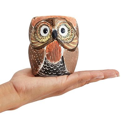 Set Of 4 Diy Paint Your Own Ceramic Succulent Planters, 4 Owl Designs, 3x3x4 In
