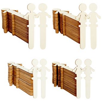 100 Pack People Shaped Craft Sticks, Wooden Popsicle Sticks For Diy Projects