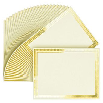 50 Sheets Gold Foil Award Certificate Paper 8.5 x 11 in for Printing (Ivory)