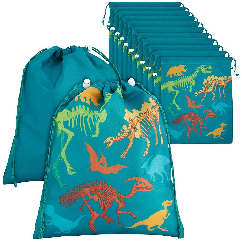 12 Pack Large Dinosaur Goodie Drawstring Gift Bag For Kids Birthday ...