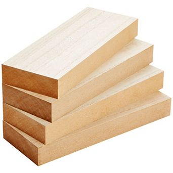Unfinished MDF Wood Blocks for Crafts, Wooden Square Blocks for DIY (4 Pack)