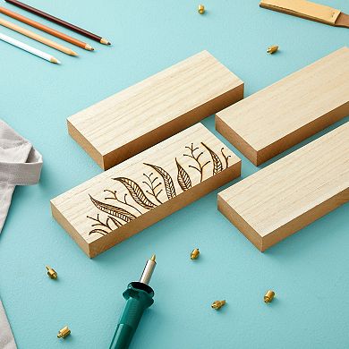 Unfinished MDF Wood Blocks for Crafts, Wooden Square Blocks for DIY (4 Pack)