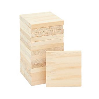 15 Pack Unfinished Wooden Coaster Wood Square Cutout Tiles For Diy Crafts 2x2"