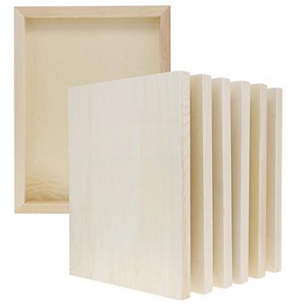 6 Pack Unfinished Wood Canvas Boards For Painting, Deep Cradle 9x12 Panels