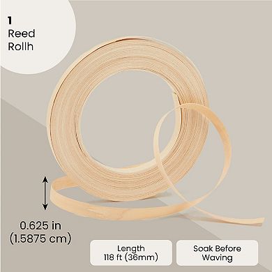 118 Feet Flat Reed Coil, 5/8" Wide, Wicker Basket Weaving Material For Furniture