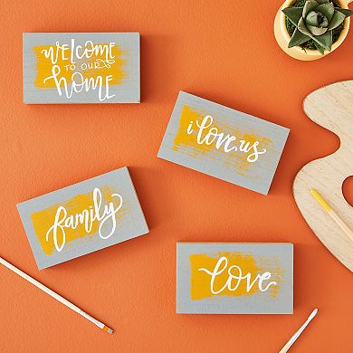 Unfinished MDF Wood Blocks for Crafts, Wooden Square Blocks for DIY (4 Pack)